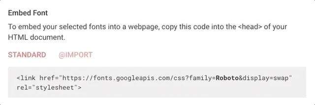Google Font URL kopieren